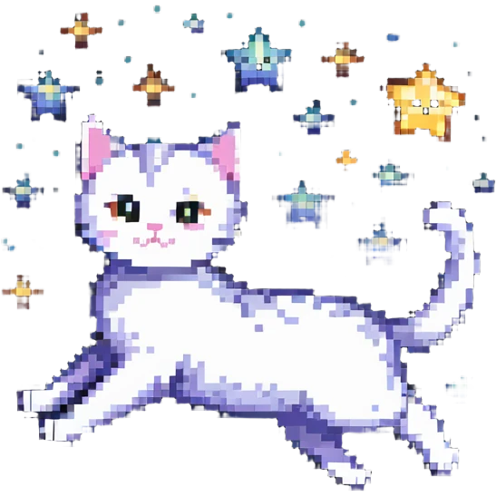 cat floating in space with stars emoji