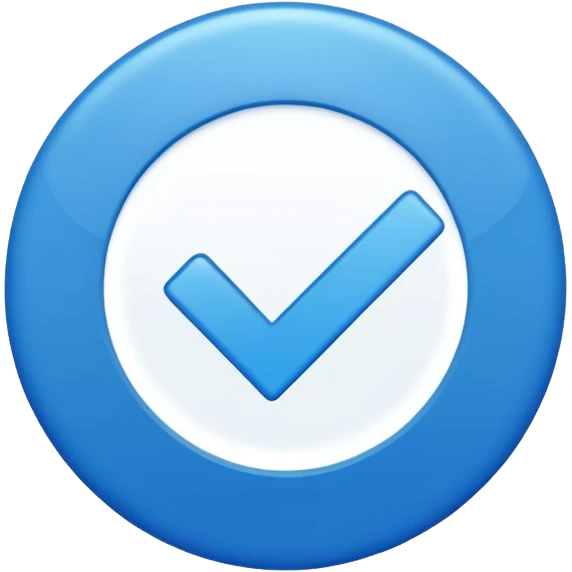 Un circulo celeste con una palomita blanca dentro un check  mas xeleate chillante emoji