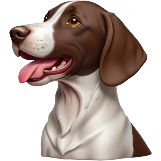 Cinematic Cute Yawning German Pointer Portrait Emoji, Head tilted slightly with a dramatic, wide-open yawn, revealing a sleek liver and white coat with a crisp finish, floppy ears slightly drooping, round brown eyes barely open in drowsy contentment, Simplified yet irresistibly adorable features, highly detailed, glowing with a soft, cozy glow, high shine, relaxed yet expressive, stylized with a touch of whimsy, bright and endearing, soft glowing outline, capturing the essence of a sleepy yet affectionate hunter, so drowsy it feels like it could stretch out of the screen and curl up for a nap! emoji