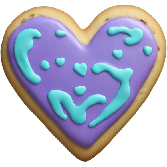 Cookie heart with purple teal igy6  emoji