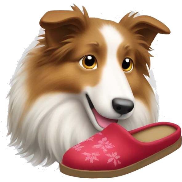 Shetland sheepdog stealing slippers emoji