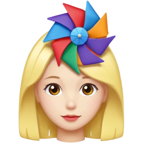 Girl with pinwheel hair clip emoji