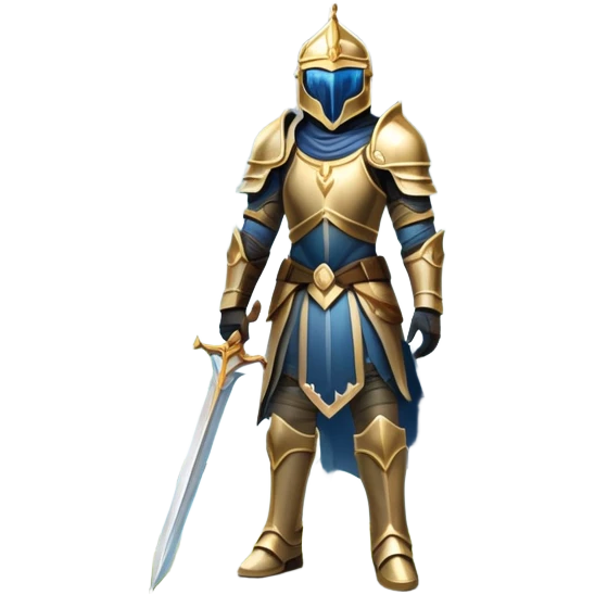 An icon featuring a hero with a closed visor, standing in a majestic, mystical landscape, inspired by RPGs like Elden Ring. The design includes a stunning, ethereal background with towering castles and distant mountains, symbolizing the adventure and mystery. Transparent background emoji