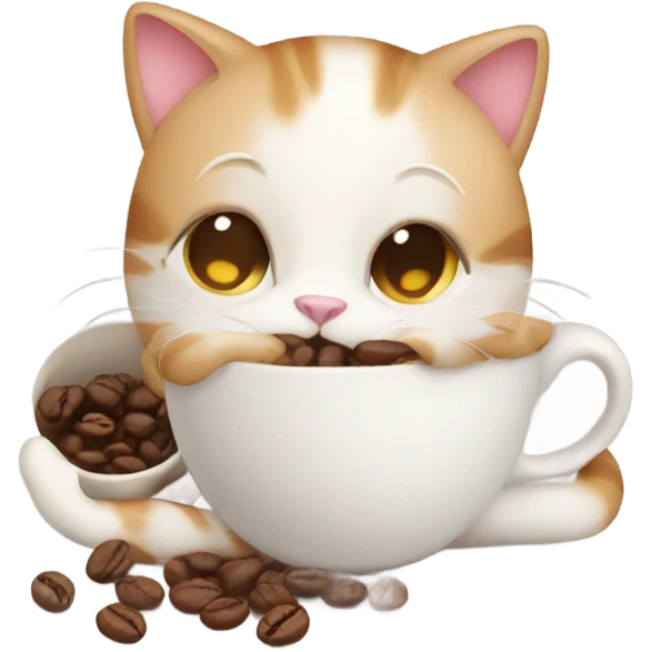Cute cat with coffee emoji