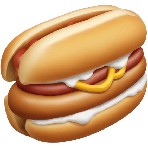 Hot dog with white icing in a bun emoji
