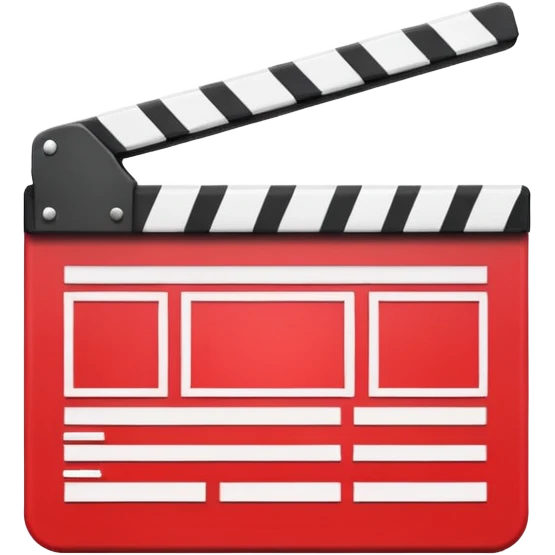 red clapperboard used in filmmaking, cute and stylish design emoji