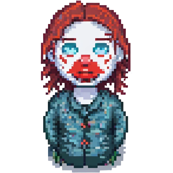 a man with a red nose and watery eyes, pixel art style emoji