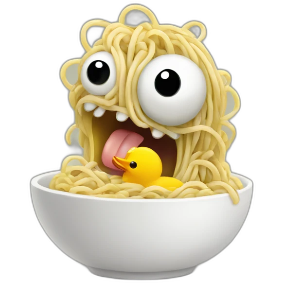 noodle monster eating cartoon duck emoji