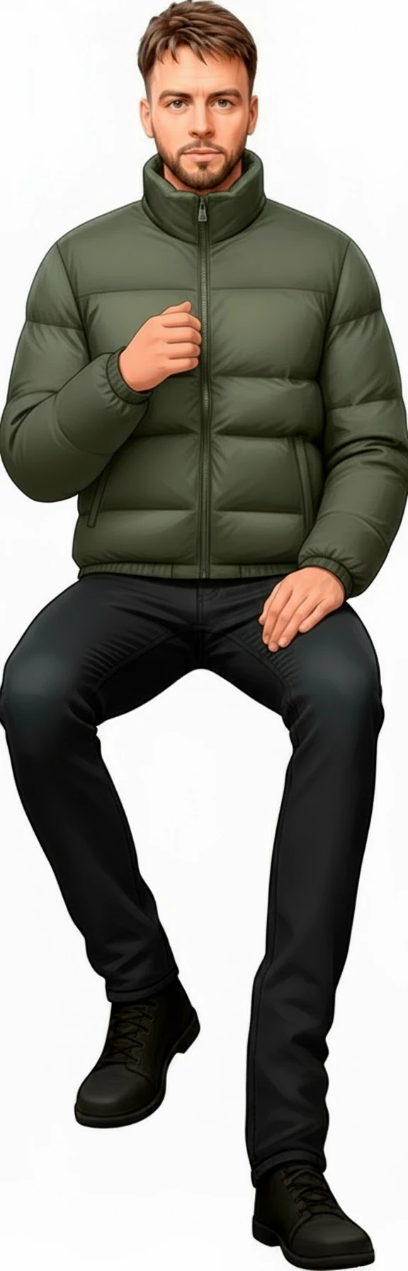 оставь все как есть, только правая рука будет согнута в локте, кисть в районе груди, как будто держит стаканчик кофе, но стаканчик рисовать не надо,  без фона emoji