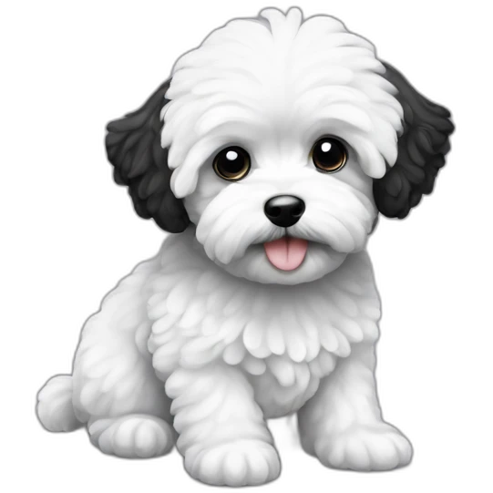 Maltipoo, black and white emoji
