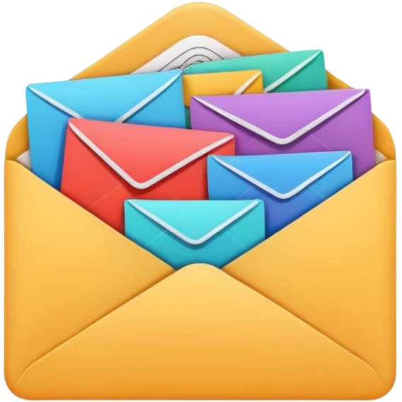 an email evelop with datas and charts around emoji