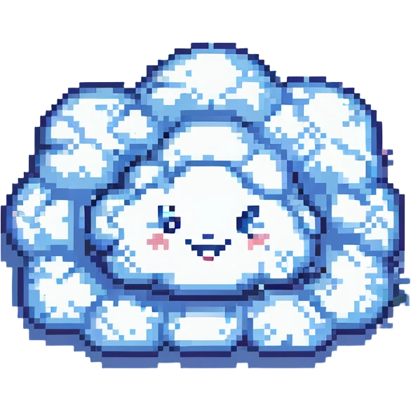 a smiling cloud, pixel art style emoji