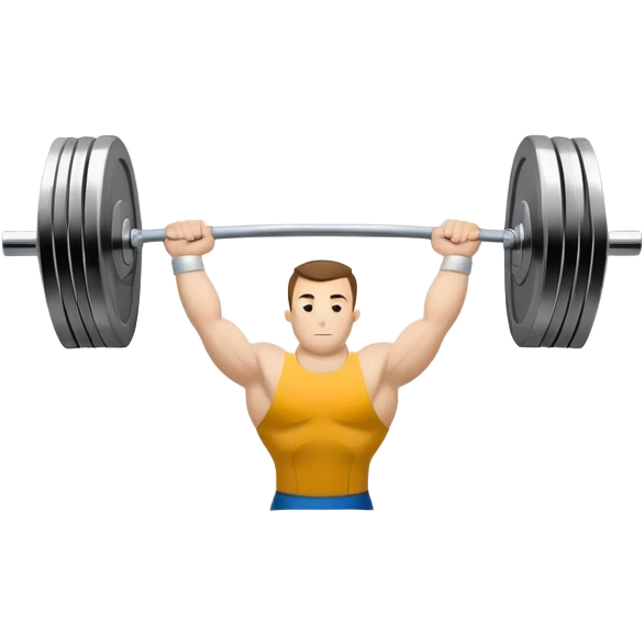 An emblem symbolizing weightlifting with a stylized barbell in the center, set against a simple, clean background. The barbell is prominent and sleek, with no athlete included. The design is bold, modern, and minimalistic emoji