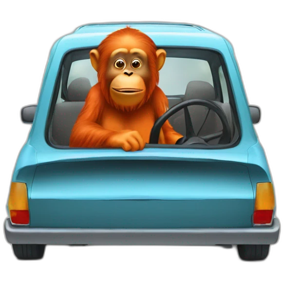 un orang-outan dans une voiture emoji