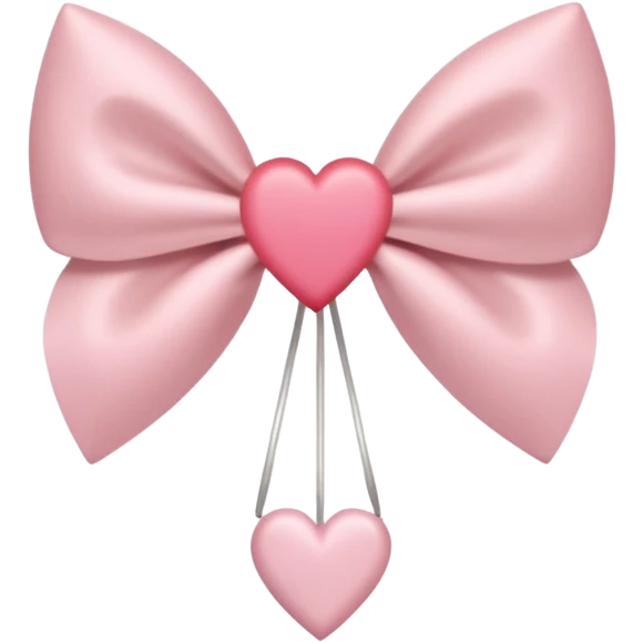 A dainty, elegant bow in soft pink with a heart-shaped arrowhead, mid-shot as if aiming straight for the heart. emoji