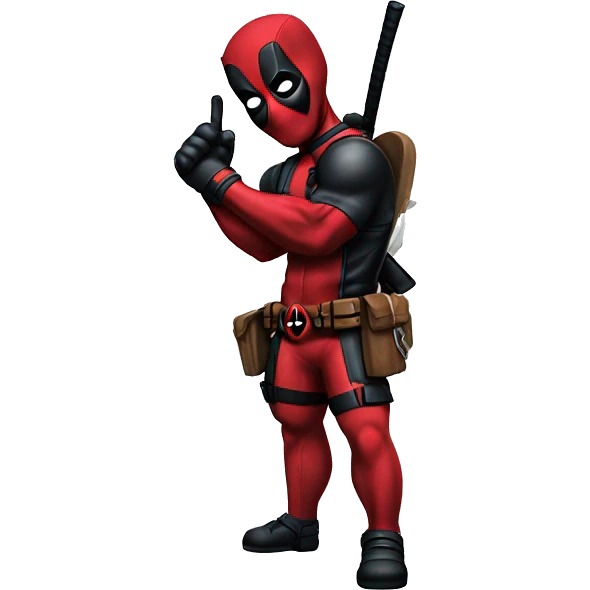 Deadpool showing number one emoji