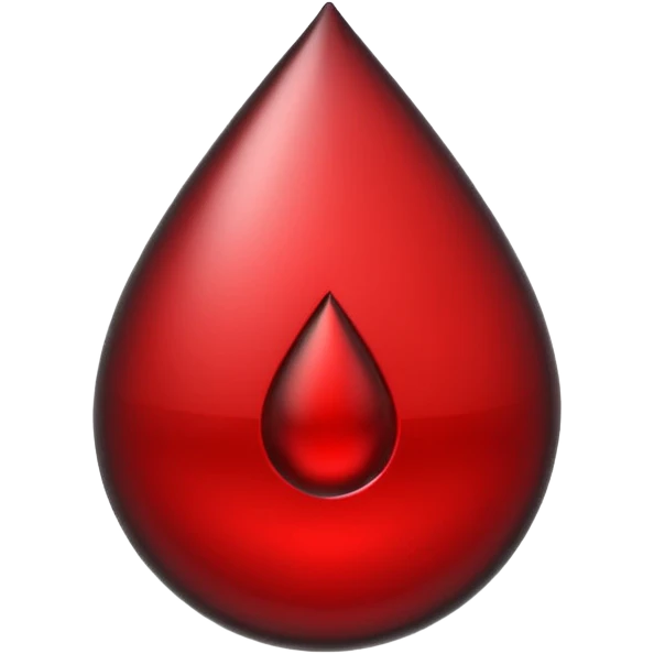 single blood drop emoji sculpted from dark liquid metal, glossy surface, dramatic reflections, futuristic minimal 3D style, isolated on white emoji