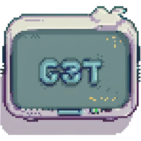 pixel art of a chat bubble with the letters 'GPT' inside, retro computer style emoji