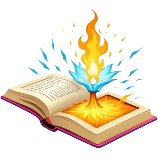 Un libro con un aura de colores vibrantes, con destellos dorados flotando a su alrededor,  un rayo de luz atravesándolo, simbolizando la explosión de creatividad sin miedo.  emoji