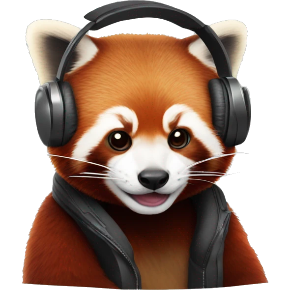 red panda wearing headphones emoji