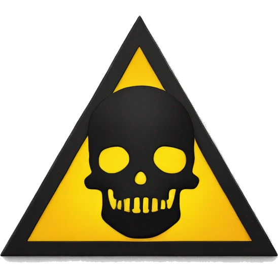 Black skull sign in the middle of a yellow triangle emoji