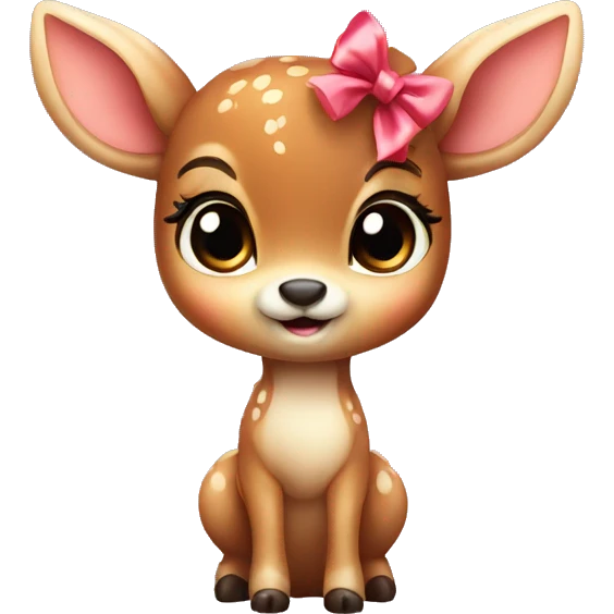 Cute baby deer with bow emoji