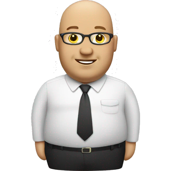 a fat rental agent with a bald head emoji