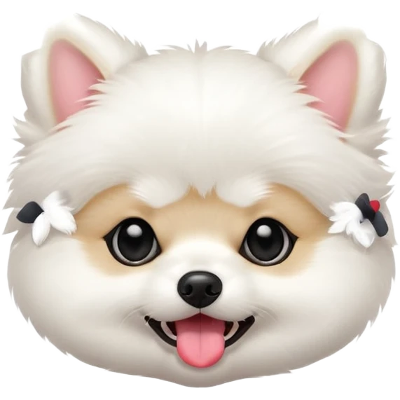 White Pomeranian black eyes cute puppy face tongue out emoji