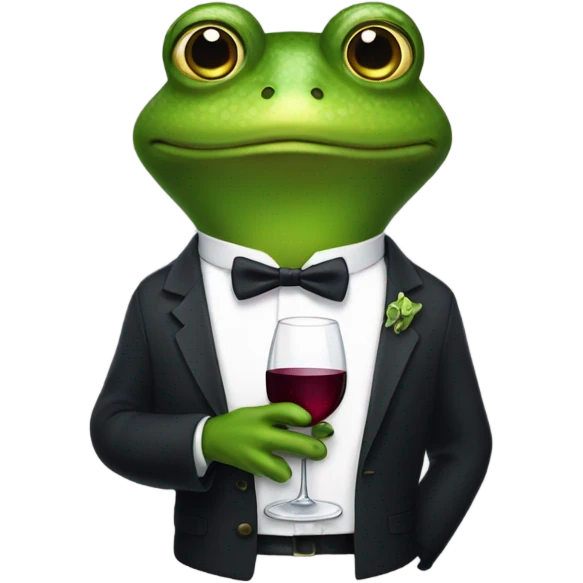 Frog holding wine glass emoji