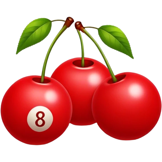 Two red  8 balls cherries  emoji