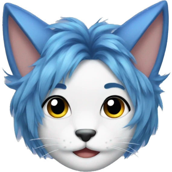 furry blue hair with cat ears emoji
