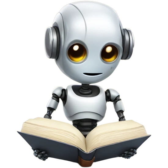 cute robot holds a book emoji