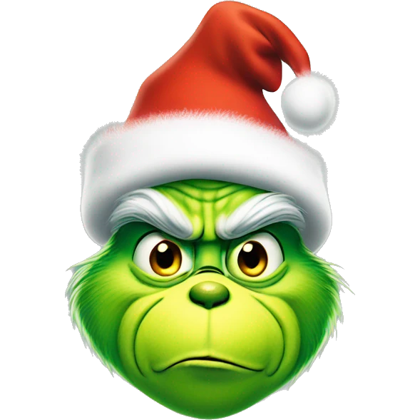 The Grinch with a Christmas hat  emoji