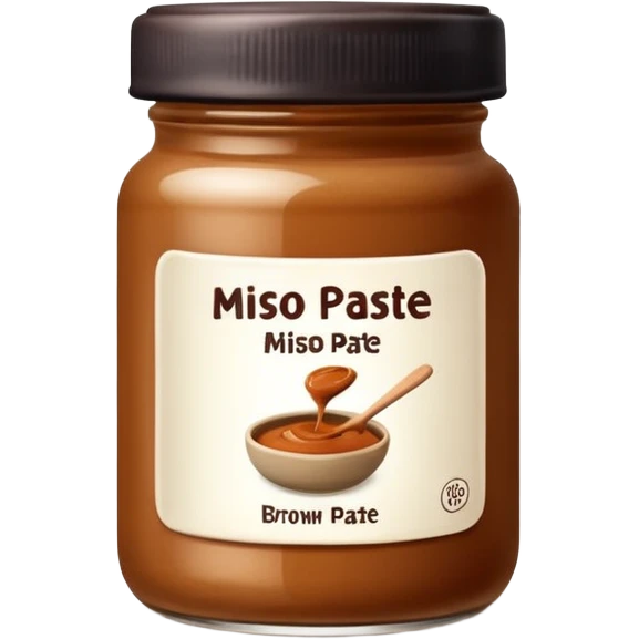 small jar of brown miso paste, minimal label. emoji