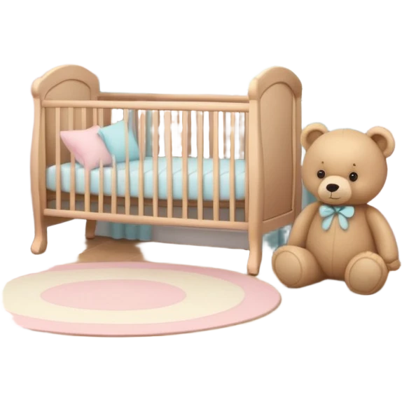 Cozy baby room with crib and teddy bear emoji