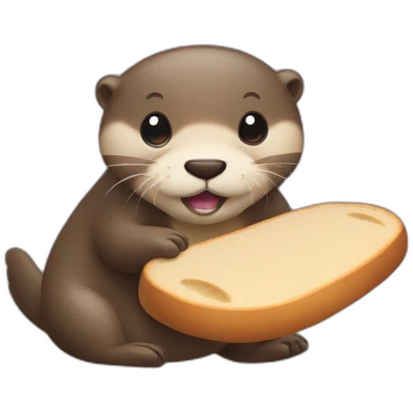 Otter apple emoji playing with bread emoji