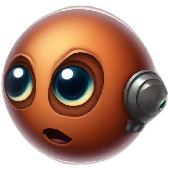 planet Mars with a cartoon futuristic face with big beautiful eyes emoji