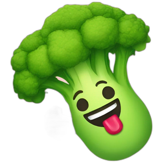 Broccoli with happy face and lipstick emoji