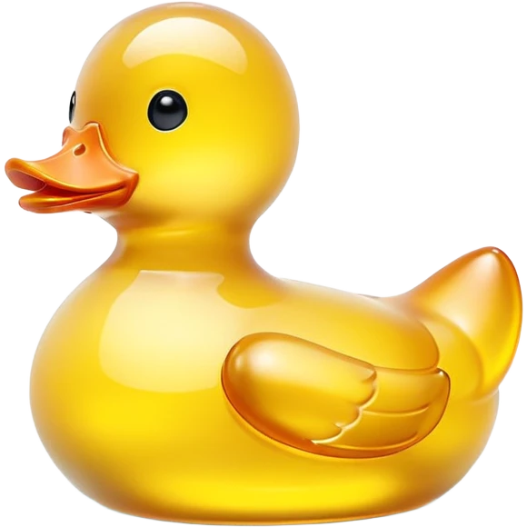 glowing glass rubber duck,  minimalistic yellow transparent glass 3d neon glowing emoji