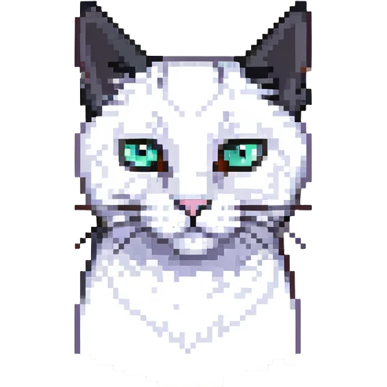 a close up portrait of a realistic adult white cat with black ears, he is giving skeptical slant eyed side-eye to the camera, cutscene graphic
 emoji