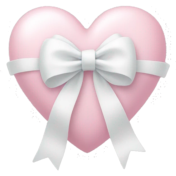 Pastel pink heart with white bow emoji