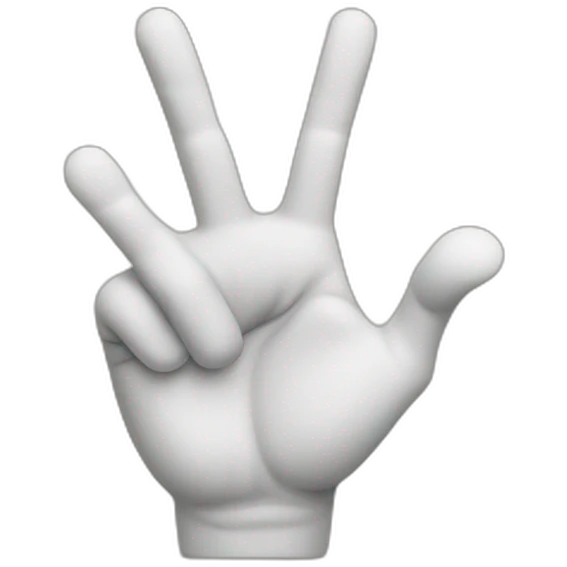 Hand making a W shape with fingers twisted slightly in the middle emoji
