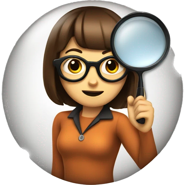 Velma with a magnifying glass emoji