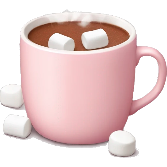 Light Pink mug of hot chocolate with marshmallows  emoji