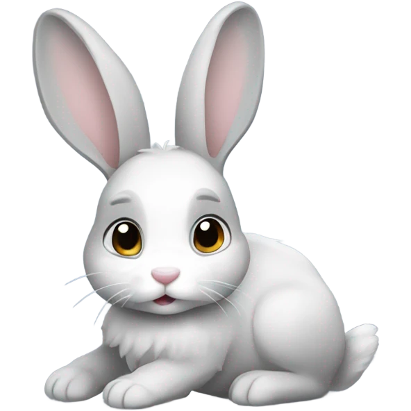 Grey and white bunny emoji