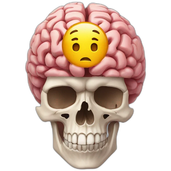 Super brain inside a skull emoji