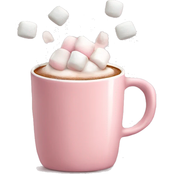 Light Pink mug of hot chocolate with marshmallows  emoji