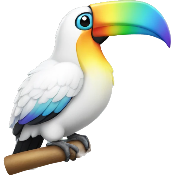 White toucan with rainbow beak  emoji