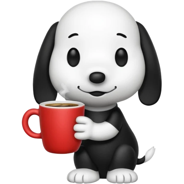 Snoopy holding a coffee cup emoji