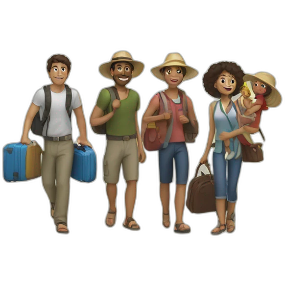 five people traveling in siciliy emoji